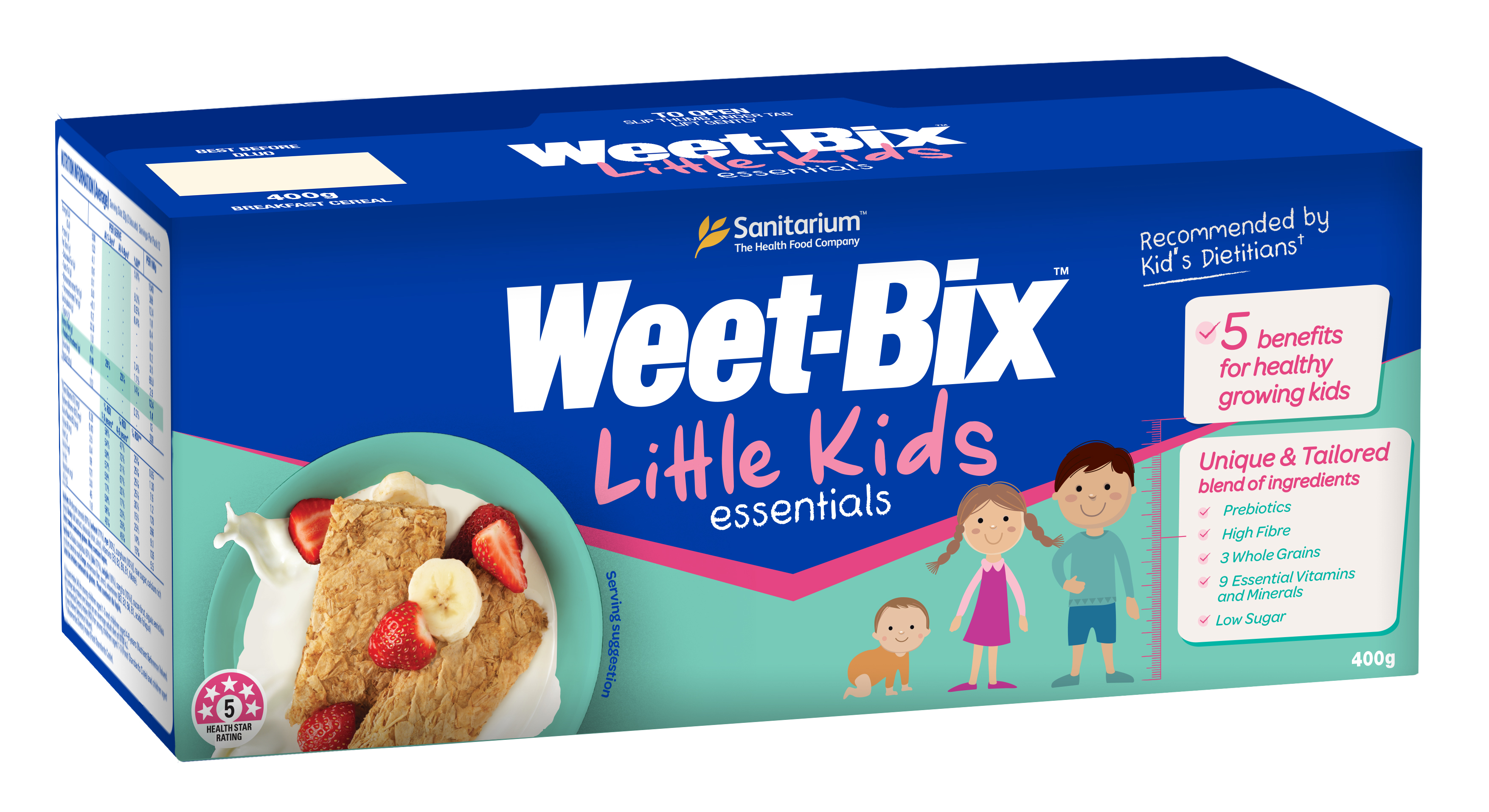 Iconic Australian health food brand Sanitarium has developed a new breakfast cereal designed specifically for toddlers and preschoolers: Weet-Bix Little Kids Essentials is high in fibre and essential micronutrients, low in sugar and has no artificial flavours, colours, preservatives or added salt.