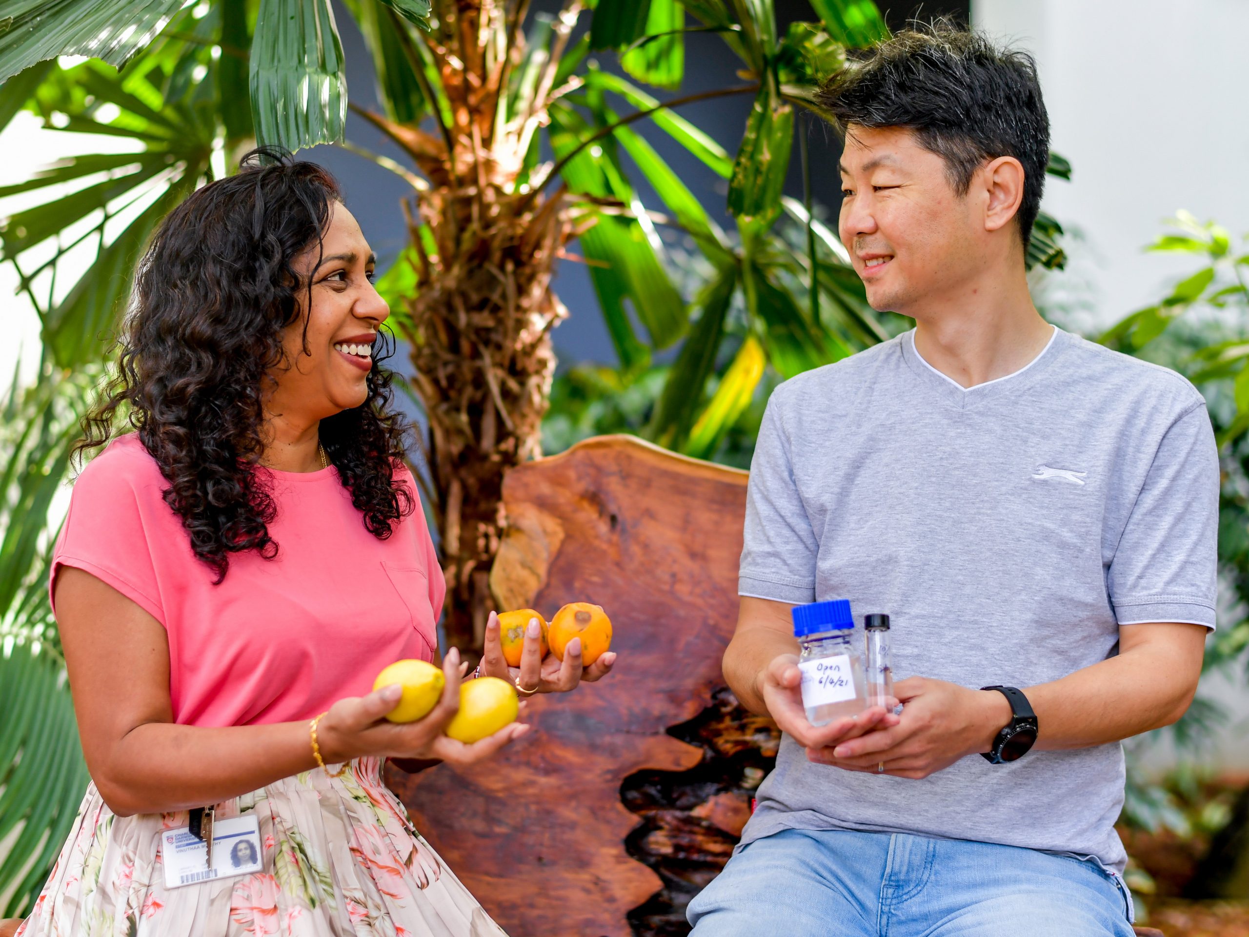 Charles Darwin University chemists have developed a scent profile and artificial scent lures designed to help sniffer dogs detect citrus canker disease in Northern Territory citrus orchards.