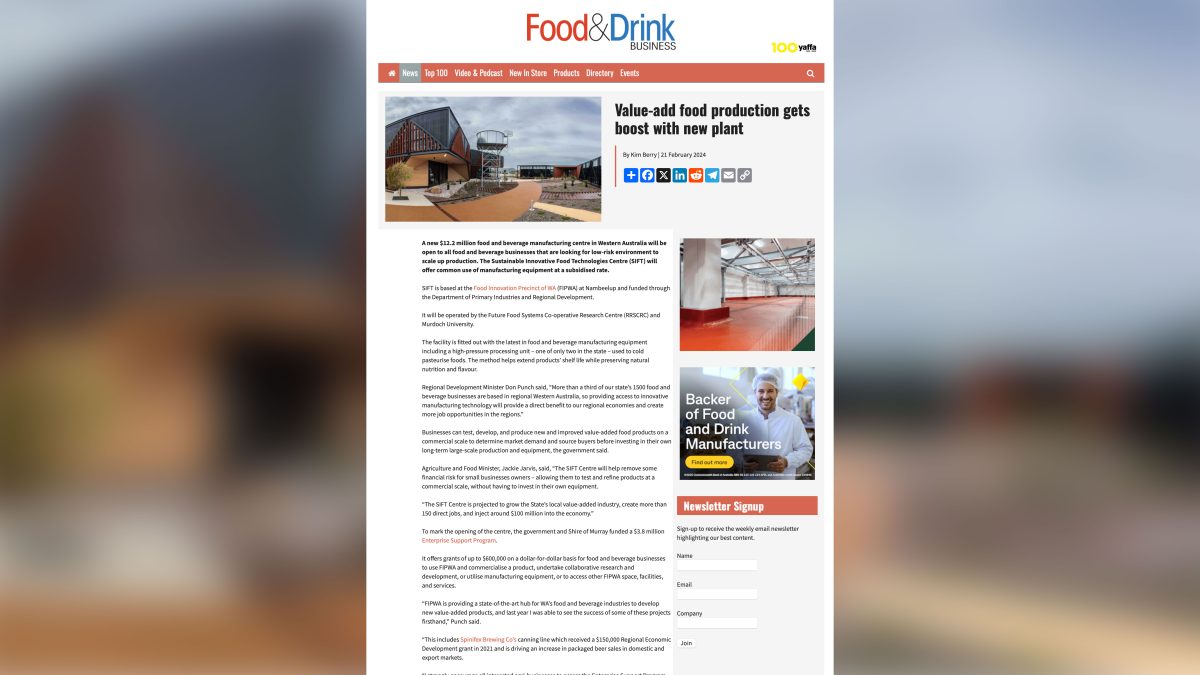 Value-add food production gets boost with new plant