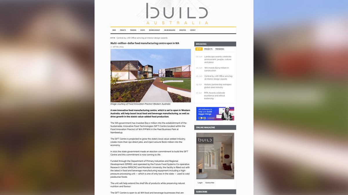 Multi-million-dollar food manufacturing centre open in WA